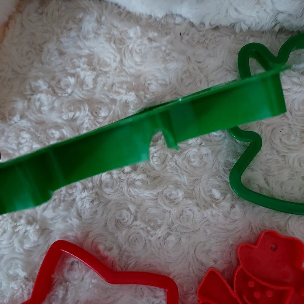 Set of Plastic Cookie cutters and stamps 10 pieces Holiday Baking Xmas
